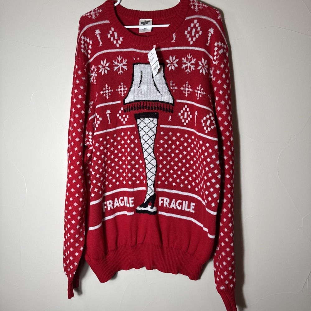 Ugly Christmas Sweater A Christmas Story Holiday Sweater Leg Lamp‎ Size Xxl New
